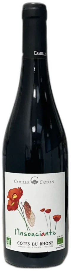 photo du vin Côtes du Rhône Camille Cayran Bio l’Insouciante