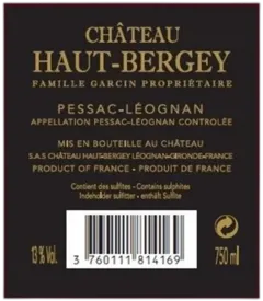 photo du vin Haut Bergey Rouge Pessac-Léognan 2016