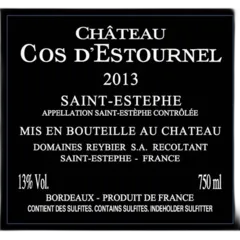 photo du vin Cos d’Estournel Saint Estephe Aoc Rouge 2013