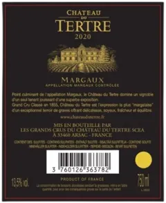 illustration du vin du Tertre Margaux Aoc Rouge 2020