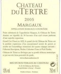 image du vin du Tertre Margaux 2005