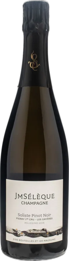 image du vin jm Seleque Champagne Soliste Pinot Noir Pierry 1er Cru les Gayeres Extra Brut 2018