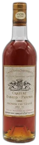 vue du vin Château Rabaud Promis 1er Grand Cru Classé Sauternes Blanc Liquoreux 1966