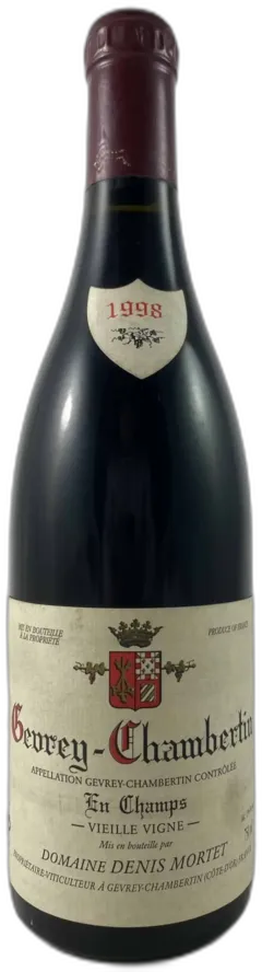 photo du vin Gevrey-Chambertin en Champs Vieille Vigne Domaine Denis Mortet 1998