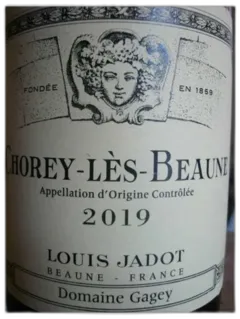 photo du vin Chorey les Beaune Domaine Gagey Jadot 2019