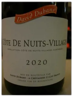 photo du vin Cote de Nuits Villages 2020 David Duband