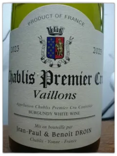 photo du vin Chablis 1er Cru Vaillons Droin 2023