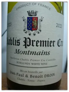 image du vin Chablis 1er Cru Montmains Droin 2023
