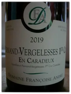 photo du vin Pernand Vergelesses 1er Cru en Caradeux Domaine Francoise Andre 2019