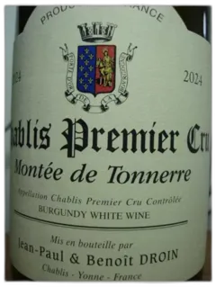 vue du vin jp et b Droin Chablis 1er Cru Montée de Tonnerre 2024