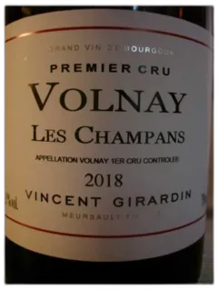aperçu du vin Volnay 1er Cru Champans Vincent Girardin 2018