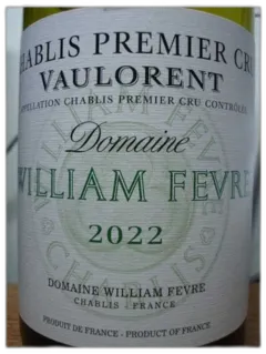 photo du vin Chablis 1er Crû Vaulorent 2022 Domaine William Fevre