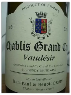 vue du vin Chablis Grand Cru Vaudesir Droin 2024