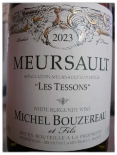 photo du vin Meursault les Tessons Michel Bouzereau 2023