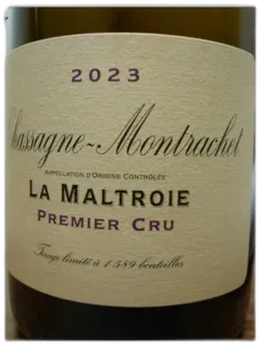 vue du vin Chassagne Montrachet 1er Cru la Maltroie Domaine de la Vougeraie 2023