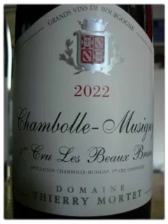 photo du vin Chambolle Musigny 1er Cru les Beaux Bruns 2022 Thierry Mortet