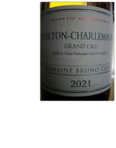 vue du vin Corton Charlemagne Grand Cru Bruno Clair 2021