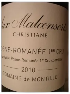 vue du vin Vosne Romanee 1er Cru les Malconsorts Christiane de Montille 2010