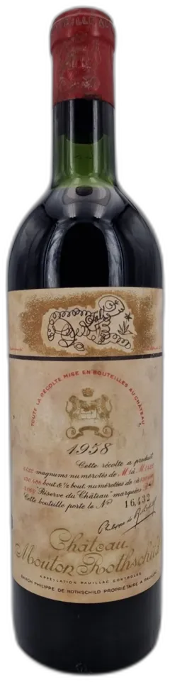 vue du vin Château Mouton Rothschild 1958 Pauillac 1er Grand Cru Classé