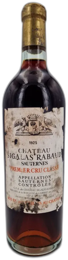 illustration du vin Château Sigalas Rabaud 1925 Sauternes 1er Grand Cru Classé