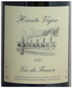 photo du vin Vin de France Domaine Gallety "Haute Vigne" 2021