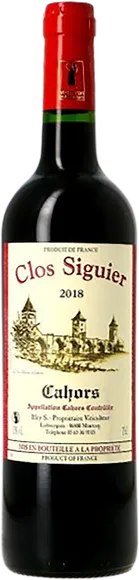 capture du vin Cahors Rouge 2018 Clos Siguier