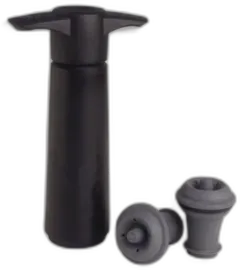 vue du vin Pompe a Vide en Plastique Noire 2 Bouchons