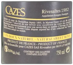 photo du vin Rivesaltes Ambré 1982 Domaine Cazes