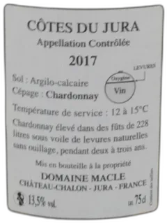 photos du vin Côte du Jura Sous Voile 2017 Domaine Macle
