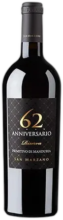 capture du vin Primitivo di Manduria Riserva Doc Anniversario 62 San Marzano 2019
