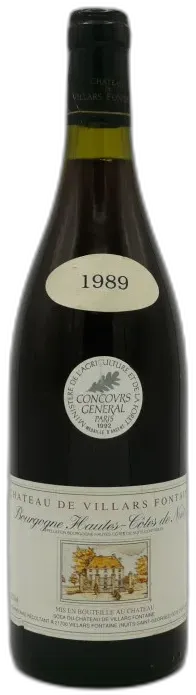 image du vin Bourgogne Hautes Côtes de Nuits 1989 Château de Villars Fontaine