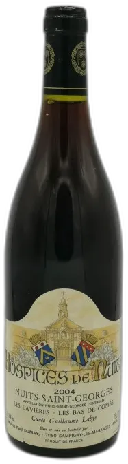 vue du vin Nuits Saint Georges les lavières les Bas de Combe cuvée Guillaume Labye 2004 Hospices de Nuits