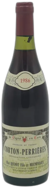 image du vin Corton Perrières Grand Cru 1986 Max Quenot Fils et Meuneveaux