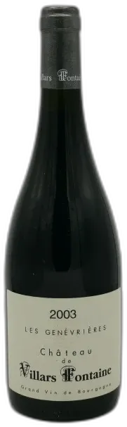 image du vin Bourgogne Hautes Côtes de Nuits les Genévrières 2003 Château de Villars Fontaine
