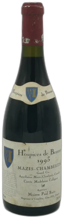 image du vin Mazis Chambertin Grand Cru cuvée Madeleine Collignon 1993 Domaine des Hospices de Beaune
