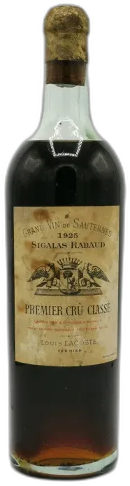 photo du vin Château Sigalas Rabaud Premier Cru Classé 1925 Sauternes