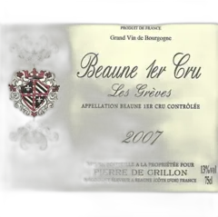 image du vin Beaune 1er Cru les Grèves 2007 Pierre de Crillon