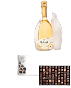 photos du vin Assortiment Prestige Ballotin de Chocolats Michel Cluizel et Champagne Ruinart