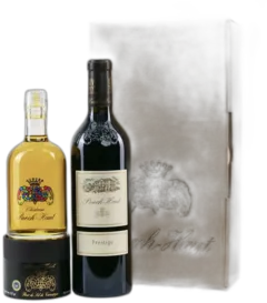 vue du vin Cadeau Puech Haut Prestige Rouge, Huile d’Olive et Fleur de Sel de Camargue