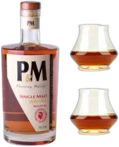 image du vin Corse P&m Single Malt Signature et Ses 2 Verres de Dégustation