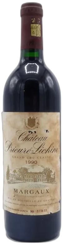 vue du vin Prieuré Lichine 1990 Margaux 4 Eme Grand Cru Classé