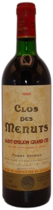 photo du vin Château Clos des Menuts Saint Emilion Grand Cru Classé 1986