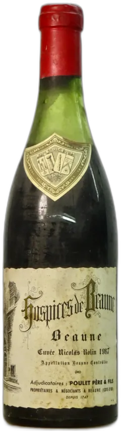 illustration du vin Beaune Cuvée Nicolas Rollin, Hospices de Beaune, Poulet Père & Fils, ts, 1967