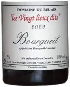 photo du vin Vingt Lieux Dits Bourgueil Domaine du Bel Air