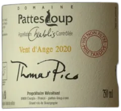 capture du vin Chablis Vent d’Ange 2022 Pattes Loup