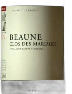 photo du vin Beaune Rouge Clos des Mariages jc Rateau