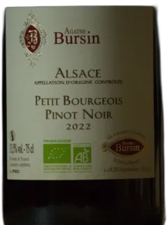 photo du vin Pinot Noir Petit Bourgeois Agathe Bursin