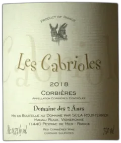 photo du vin les Cabrioles Corbières les 2 Ânes
