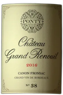 vue du vin Canon Fronsac 2016 Château Grand Renouil Ponty