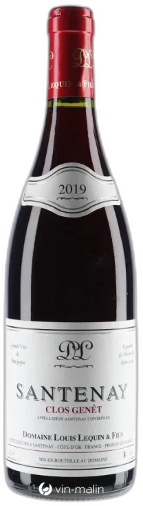 photo du vin Domaine Louis Lequin & Fils Santenay "Clos Genêt" Rouge 2019